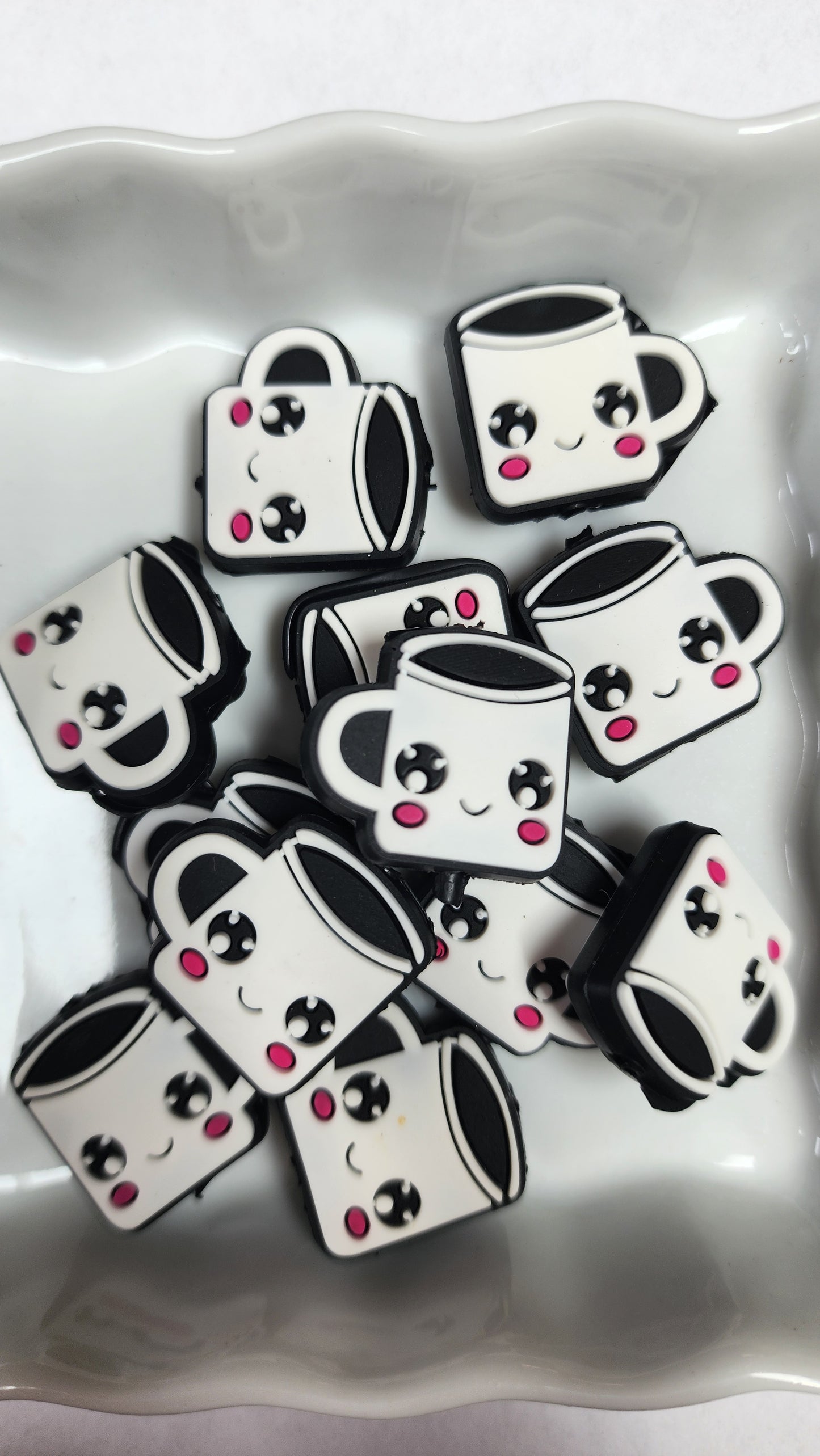 COFFEE Cup Smiling Silicone Focal Bead