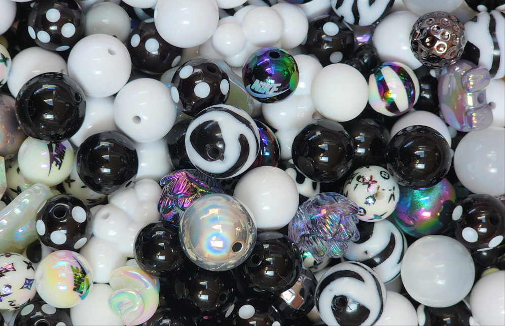 Black and White Salt and Pepper Bead Mix for DIY and Crafting Projects