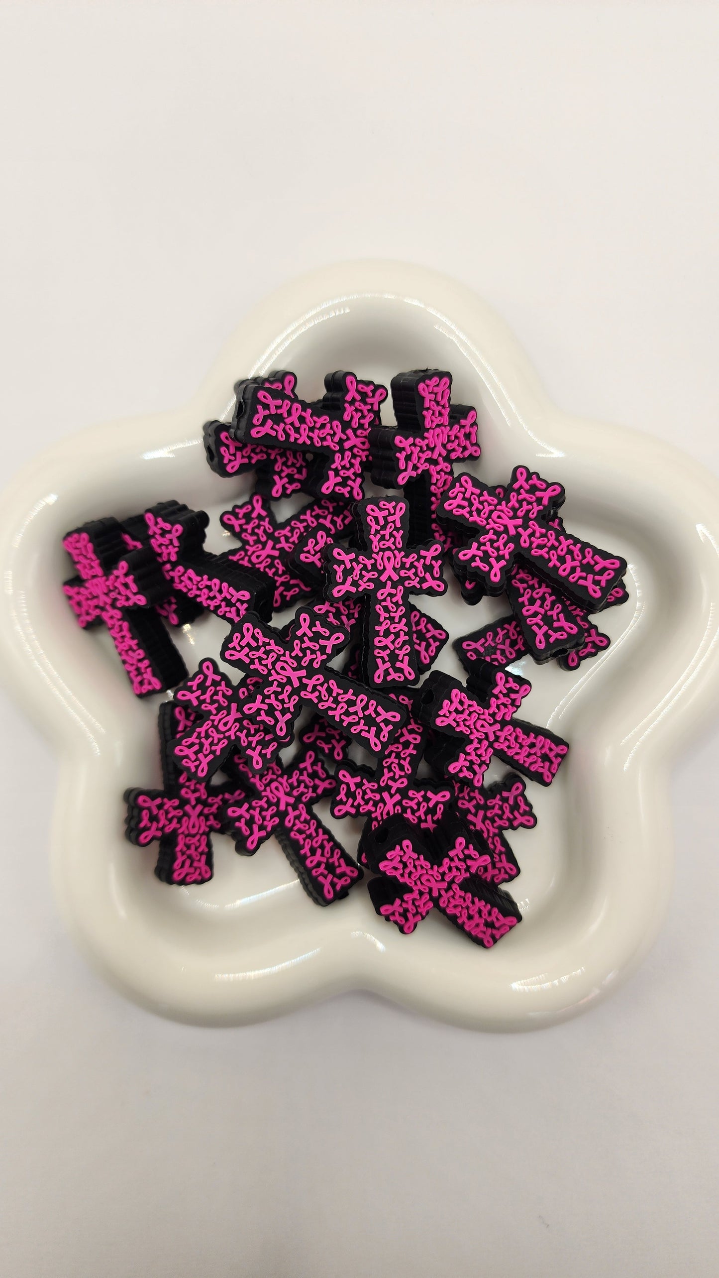 Ribbon Cross Spiritual Religous Silicone Focal Bead