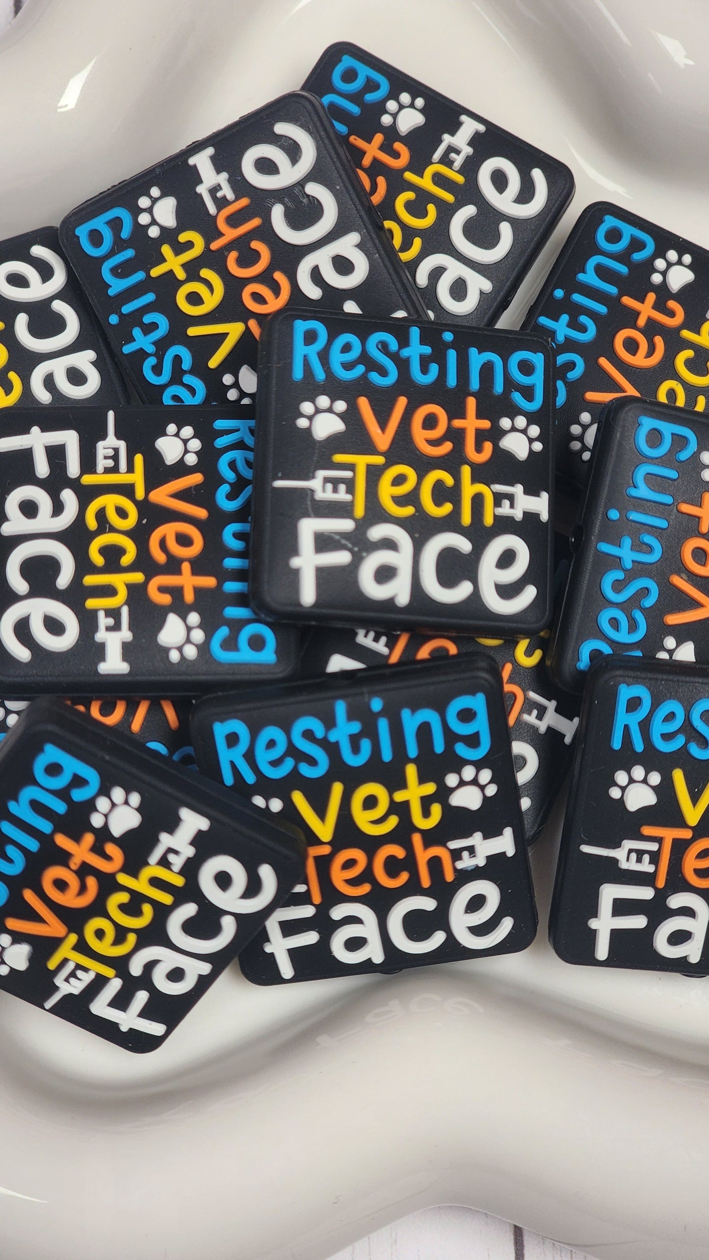 Resting Vet Tech Face Silicone Focal Bead