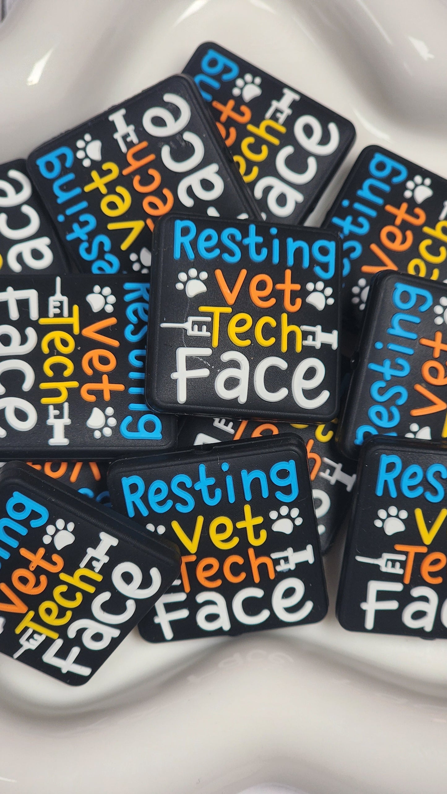 Resting Vet Tech Face Silicone Focal Bead