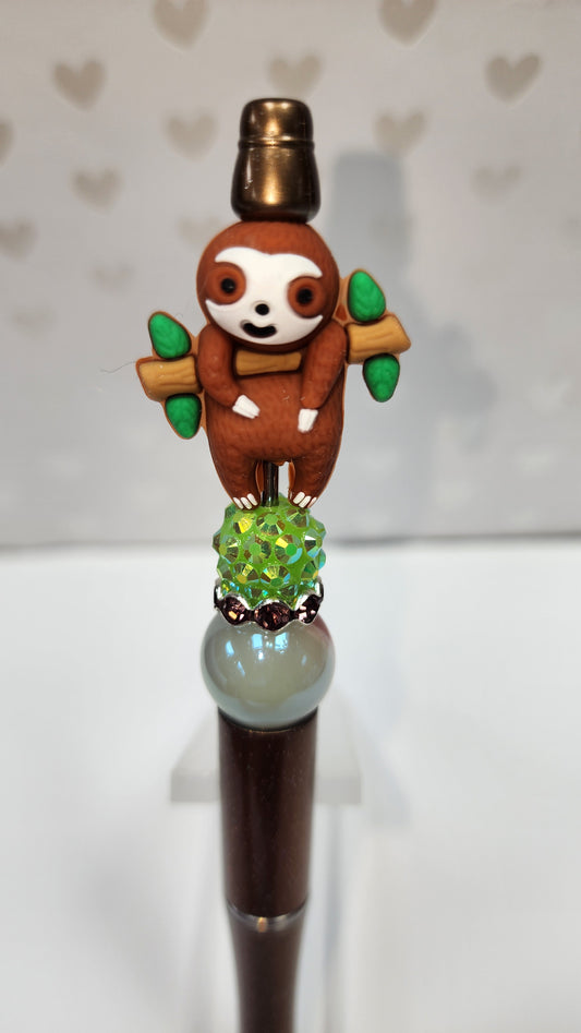 Sloth Hanging Out Beaded Pen