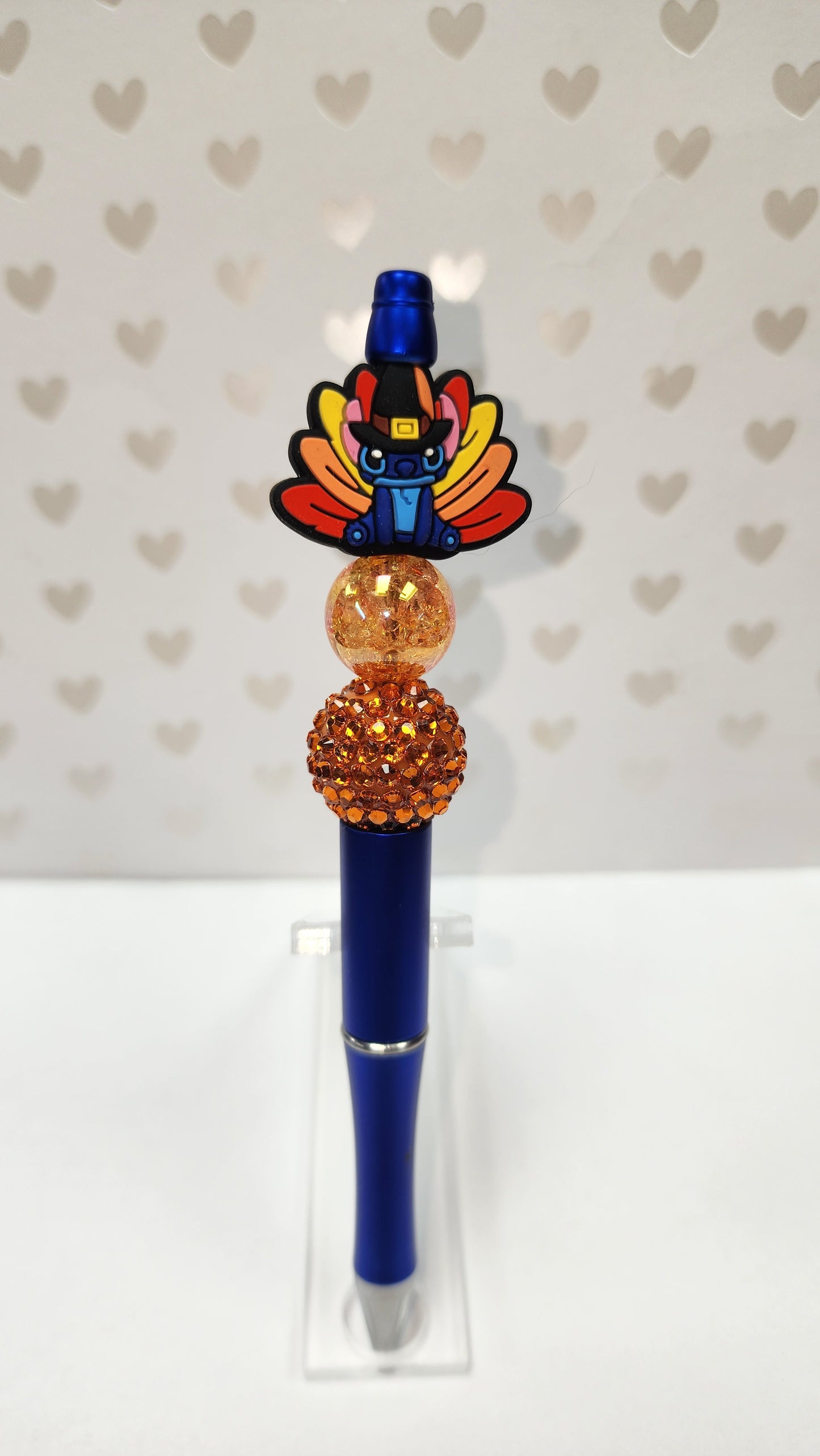 Blue Turkey Beaded Pen