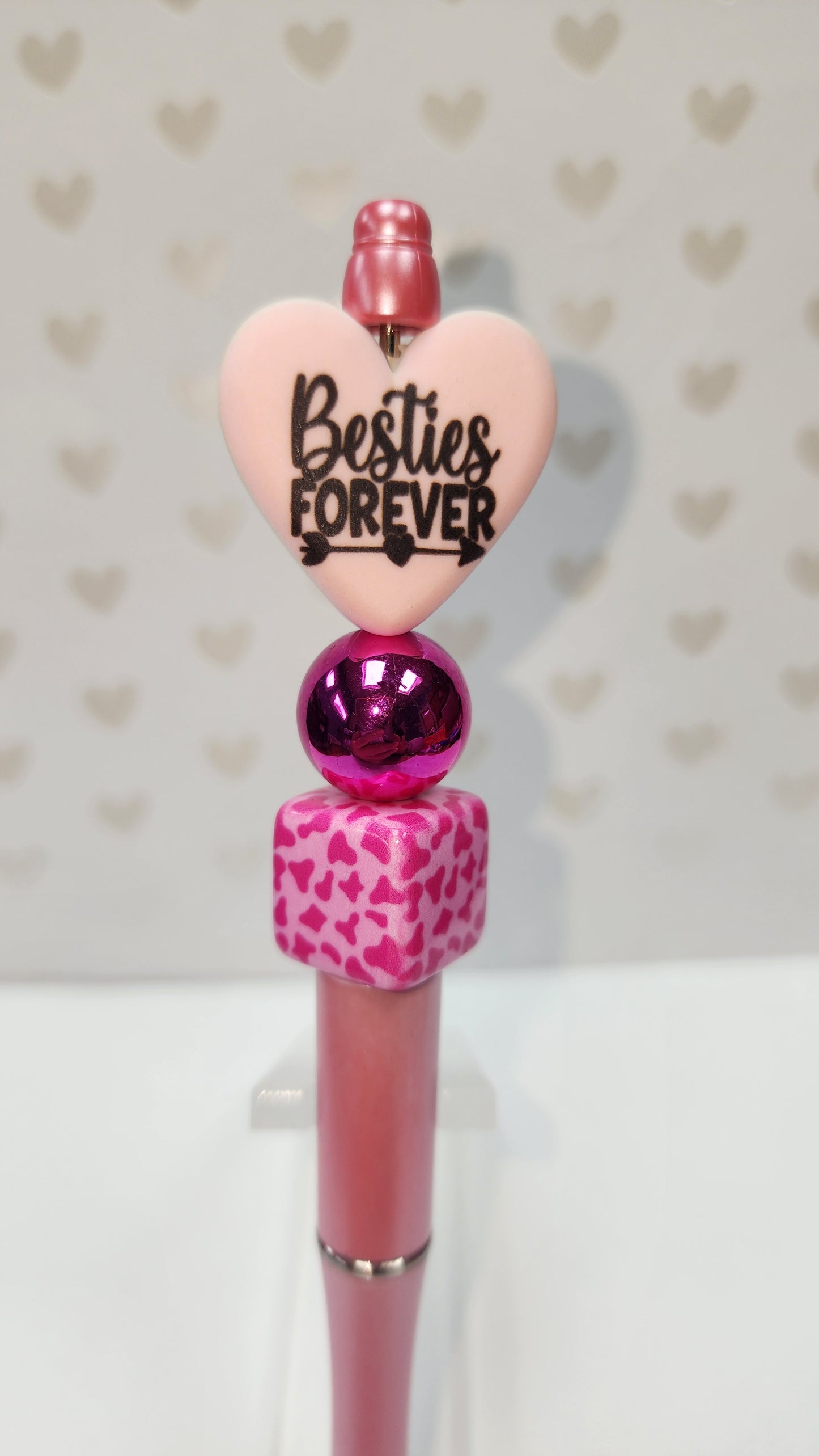 Besties Forever Pink Heart Beaded Pen