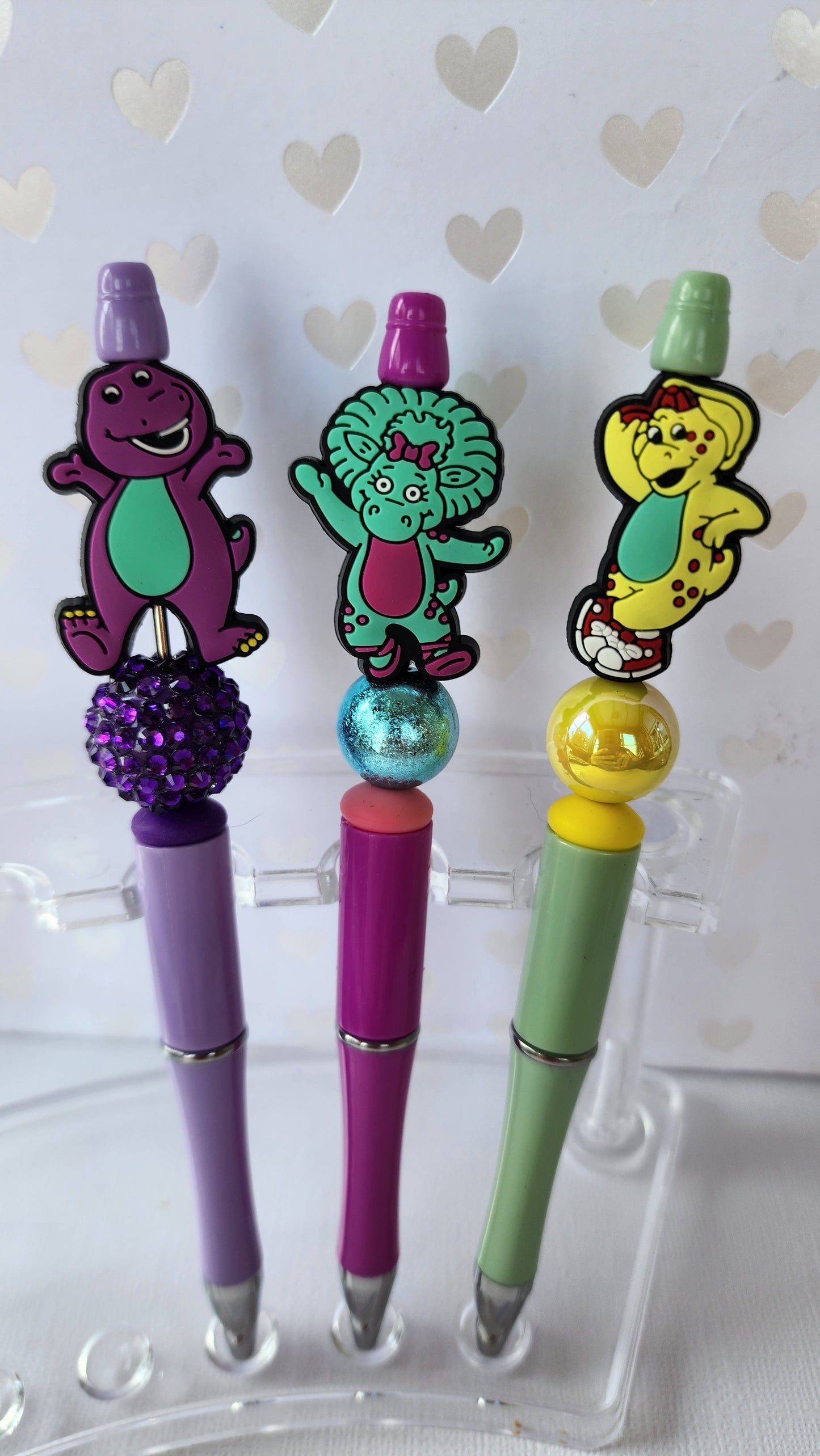 Three Dinosaurs Beaded Pen Set