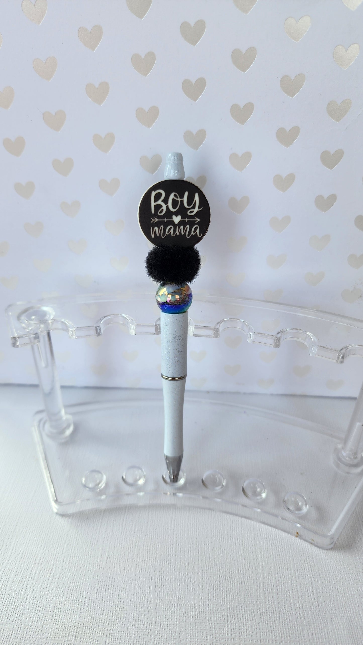 Boy Mama Mom Beaded Pen with Black Ink Refill