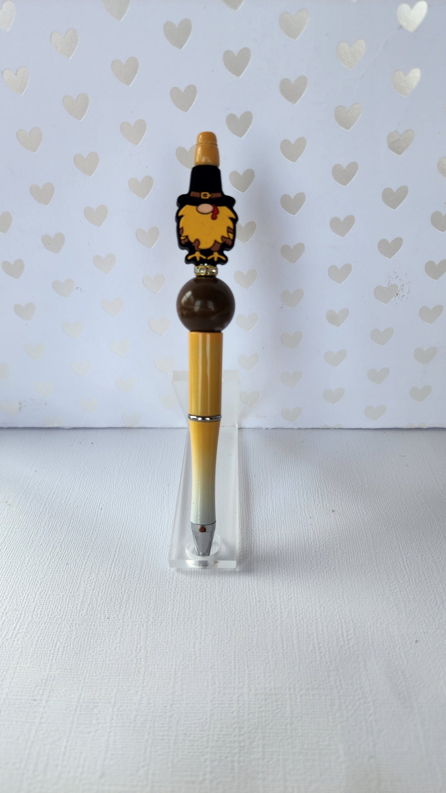 Turkey Thanksgiving Gnome Beaded Pen with Black Ink