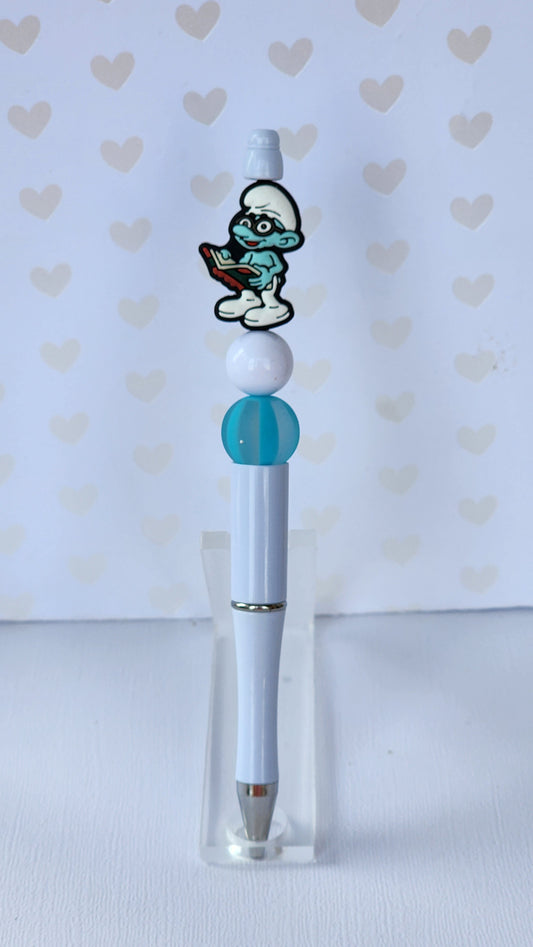 Blue Guy with Glasses Beaded Pen