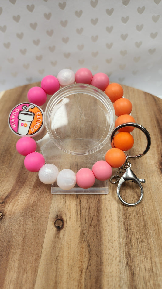 Coffee Wristlet Keychain Bracelet Silicone Beads