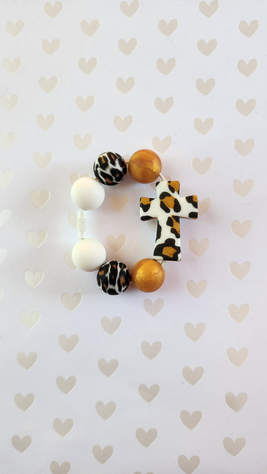 Leopard Pattern Cross Tumbler Tag Cup Charm Removeable and Reuseable