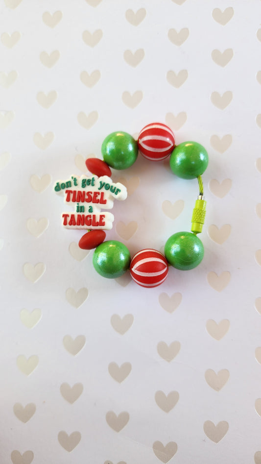 Don't Get Your Tinsel in a Tangle Tumbler Tag Cup Charm Removeable and Reuseable