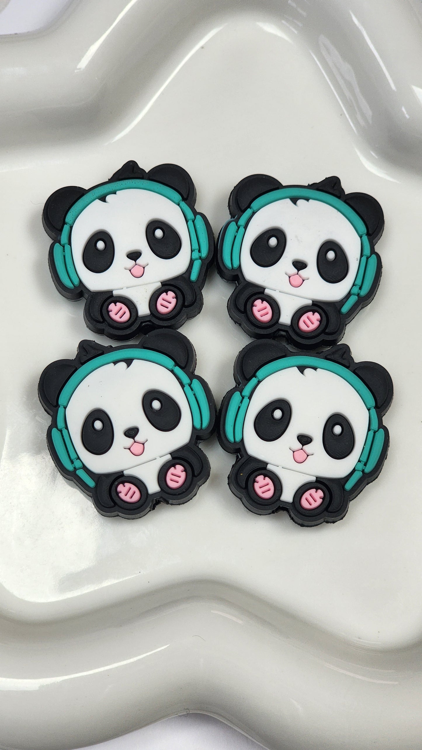 Panda with Headphones Silicone Focal Bead