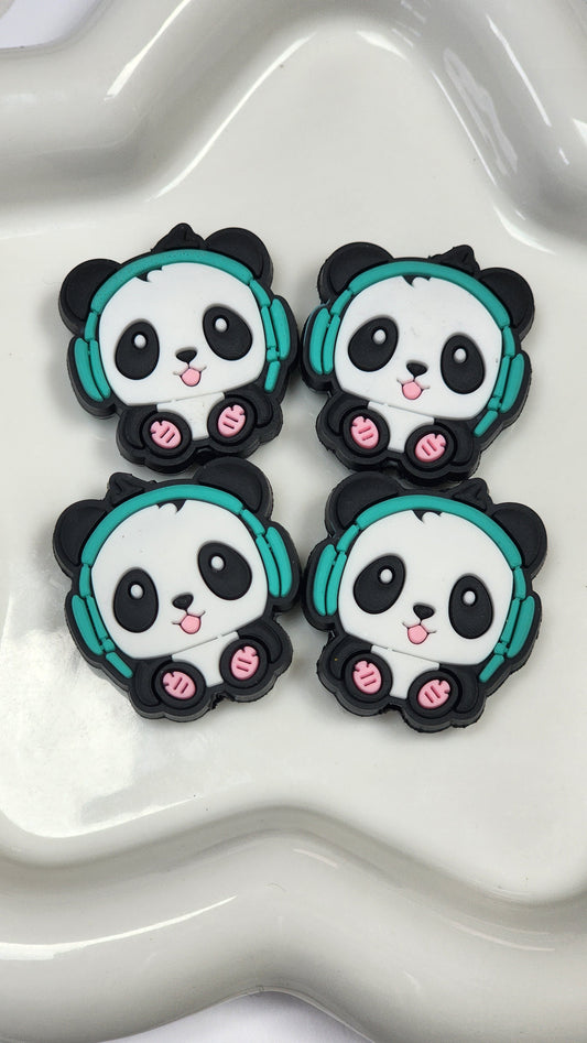 Panda with Headphones Silicone Focal Bead