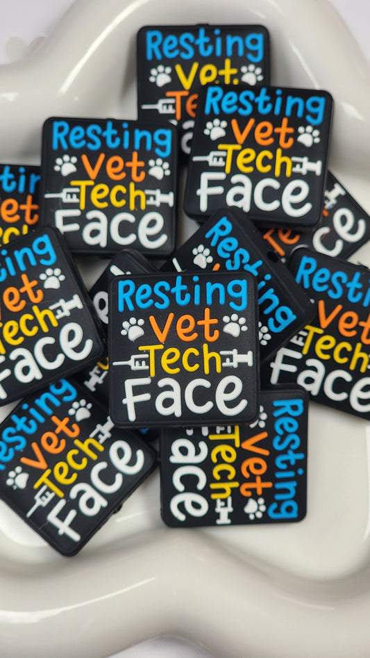 Resting Vet Tech Face Silicone Focal Bead