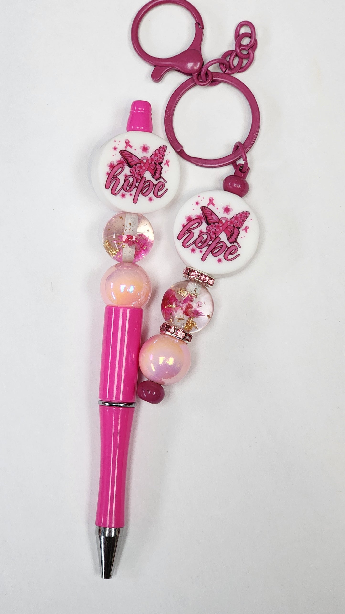 Hope Butterfly Beaded Pen and Matching Keychain Set