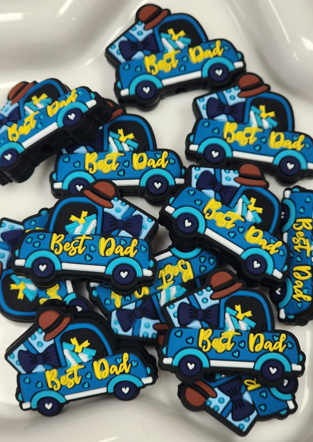 Best Dad Blue Truck Silicone Focal Bead