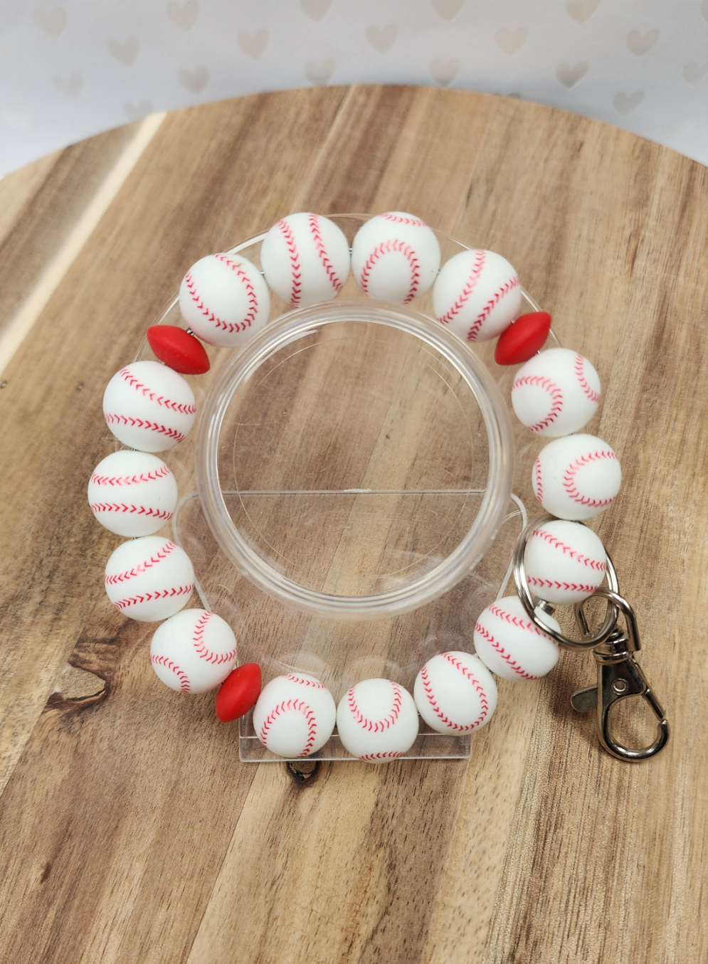 Baseball Wristlet Keychain Bracelet Silicone Beads