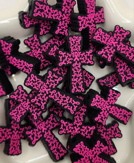 Ribbon Cross Spiritual Religous Silicone Focal Bead