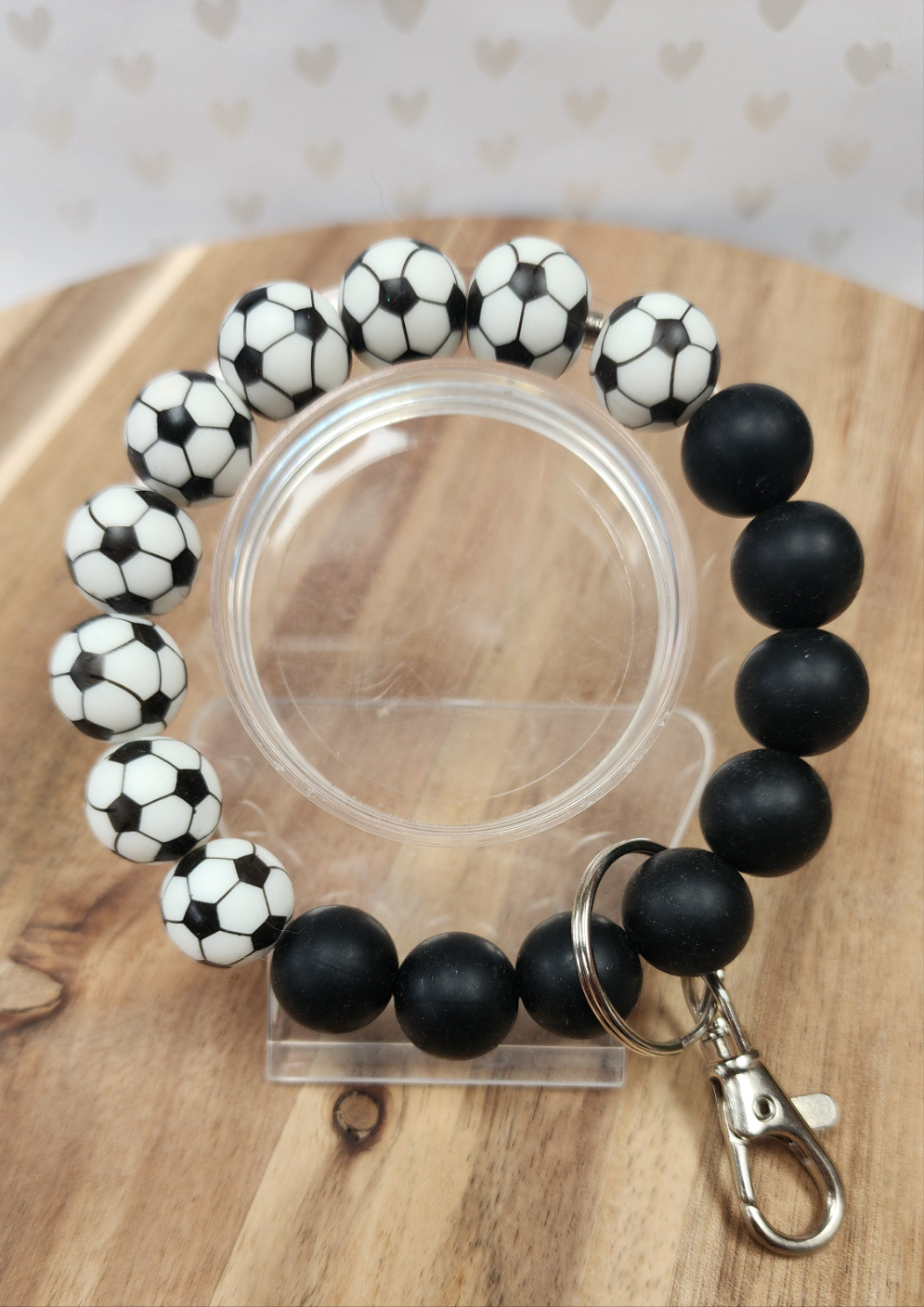 Soccerball Wristlet Keychain Bracelet Silicone Beads