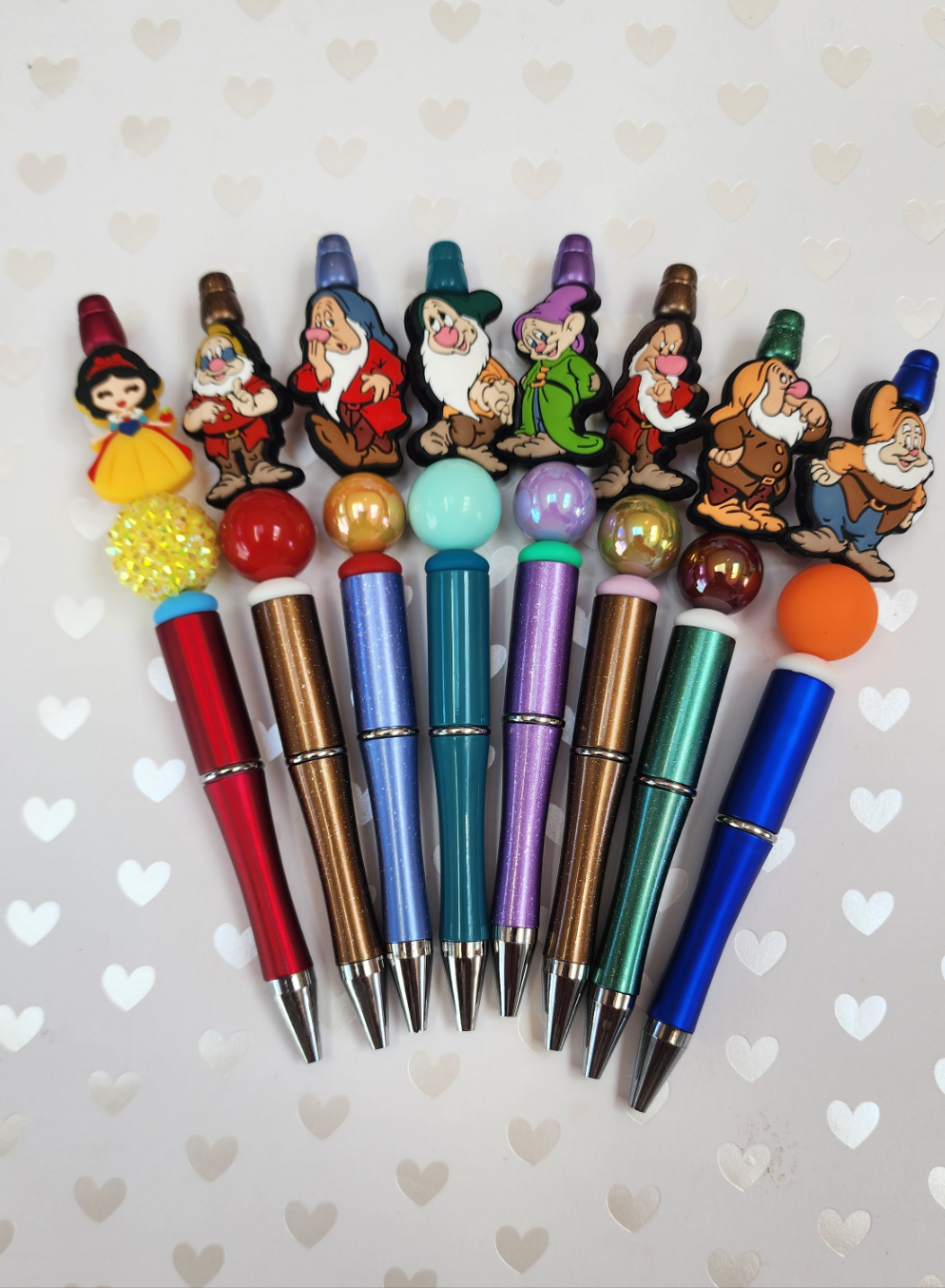 Princess and 7 Friends Beaded Pen SET of EIGHT Pens