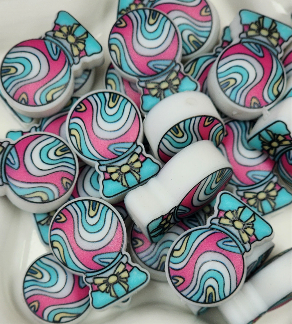 Crystal Ball Swirl Silicone Focal Bead