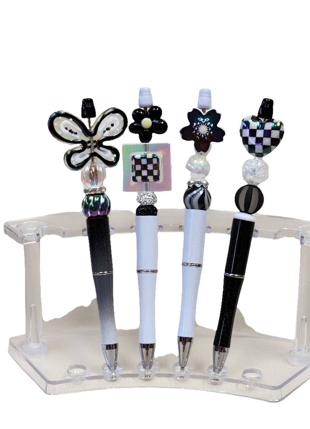 Make Your Own DIY Floral Fusion Beaded Pen Kit Black and White Monochrome Set