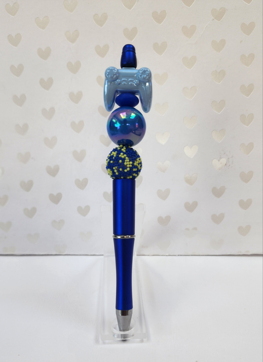 Blue Game Controller Novelty Beaded Pen